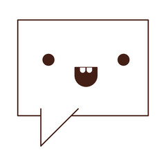 kawaii square dialogue speech with tail in monochrome silhouette