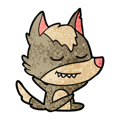 friendly cartoon wolf sitting