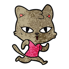 cartoon cat out for a run