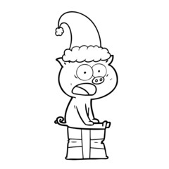 cartoon sitting christmas pig shouting