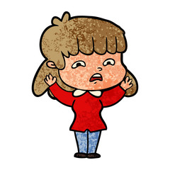 cartoon worried woman