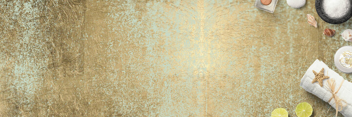 Beauty, Kosmetik, Wellness - Top view Banner mit Textfreiraum 