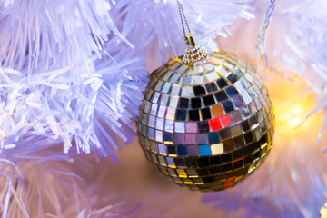 Decorations on the branches Christmas tree