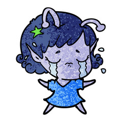cartoon crying alien girl
