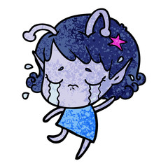 cartoon crying alien girl