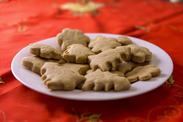 Homemade Christmas cakes sprinkled with sugar
