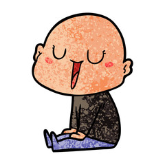 happy cartoon bald man