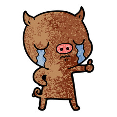 Fototapeta premium cartoon pig crying