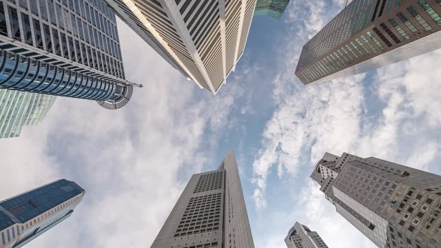 Singapore business district under skyscraper building timelapse, Singapore 4K Time lapse