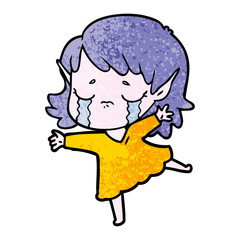 cartoon crying elf girl