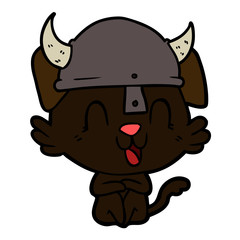 laughing cartoon viking dog