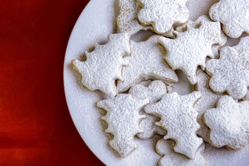 Homemade Christmas cakes sprinkled with sugar