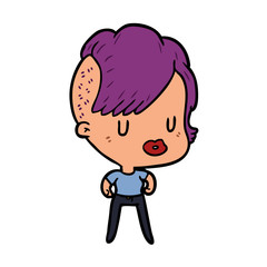 cartoon girl with punk hipster haircut