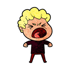 cartoon furious man