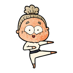 Fototapeta premium cartoon happy old woman