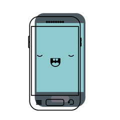 kawaii smartphone icon in watercolor silhouette
