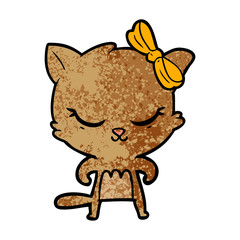 cute cartoon cat with bow