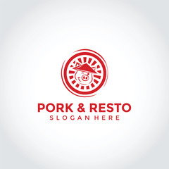 Pork and Chinese Resto Logo Template Design. Vector Illustrator Eps. 10