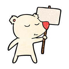 happy cartoon polar bear with sign