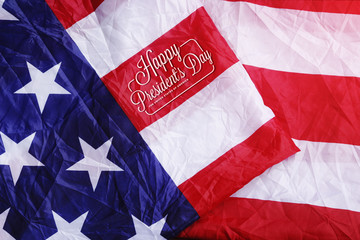 Fototapeta na wymiar Happy President's Day Typography on USA Flag