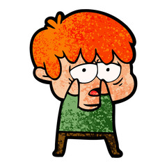 cartoon exhausted boy
