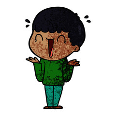 laughing cartoon man shrugging shoulders