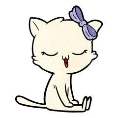 cartoon cat with bow on head