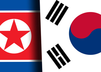 North Korea and South Korea flag