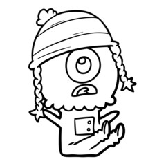 cartoon cyclops alien spaceman