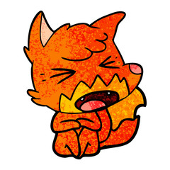 angry cartoon fox sitting on floor