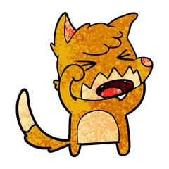angry cartoon fox rubbing eyes