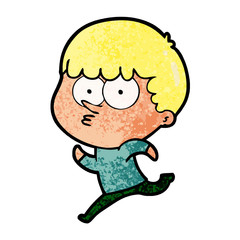 cartoon curious boy running