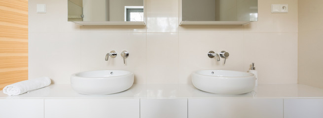 Fototapeta na wymiar Big bathroom with two sinks