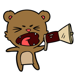 angry cartoon bear shouting into megaphone