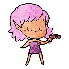 happy cartoon elf girl