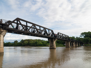 Fototapeta na wymiar Landscape of Death Railway bridge over the River Kwai in Kanchanaburi - Thailand