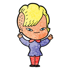 cute cartoon girl with hipster haircut