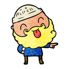 man with beard sticking out tongue