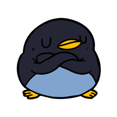 cartoon penguin with crossed arms