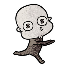 cartoon weird bald spaceman running