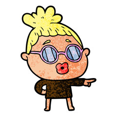 cartoon woman wearing spectacles