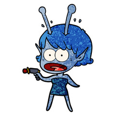 cartoon shocked alien girl