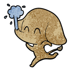 cute cartoon elephant spouting water
