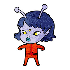 pretty cartoon alien girl