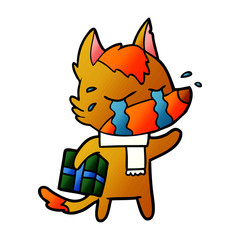 fox cartoon character with present