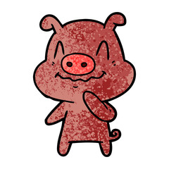 nervous cartoon pig