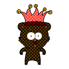 laughing teddy  bear cartoon wearing hat