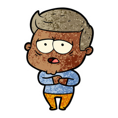 cartoon tired man