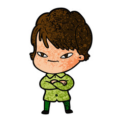 cartoon happy woman