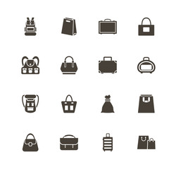 Bag icons. Perfect black pictogram on white background. Flat simple vector icon.